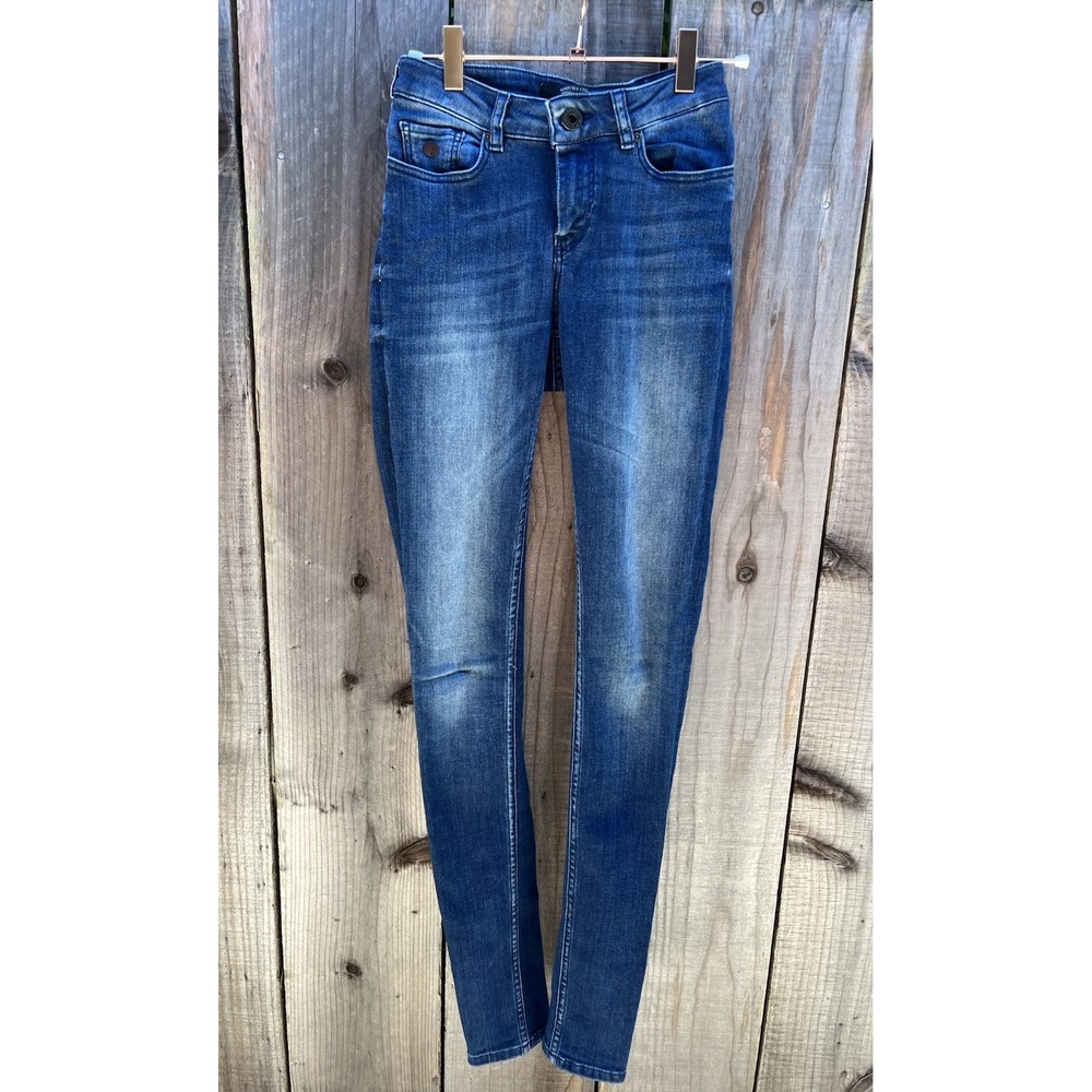 Scotch & Soda Blue Denim La Bohemienne Mid Rise Skinny Jeans 26 (26x32) Med Wash